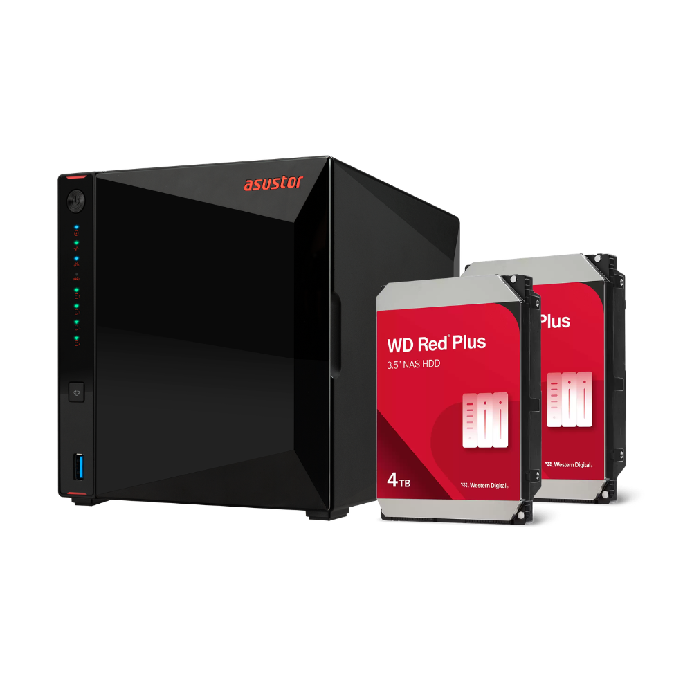 AS5404T 4 Bay NAS Bundle with 2 x WD RED Plus 4TB HDD