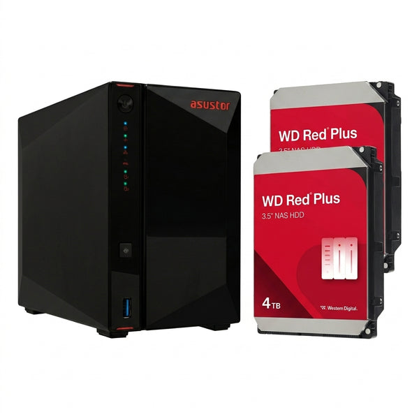 ASUSTOR AS5402T 2-Bay NAS Bundle with 2x 4TB WD Red Plus HDDs (8TB Total)